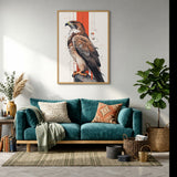 Geometric Hawk Modern Wall Art – Stylized Bird Portrait with Red Accents