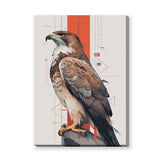 Geometric Hawk Modern Wall Art – Stylized Bird Portrait with Red Accents