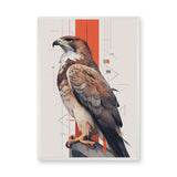 Geometric Hawk Modern Wall Art – Stylized Bird Portrait with Red Accents