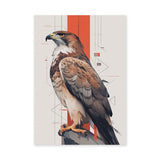 Geometric Hawk Modern Wall Art – Stylized Bird Portrait with Red Accents