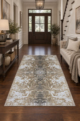 Geometric Kids Runner Rug – Cream in a hallway