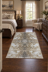 Geometric Kids Runner Rug – Cream in a bedroom