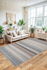 Geometric Kitchen Rug – Multicolor in a living room