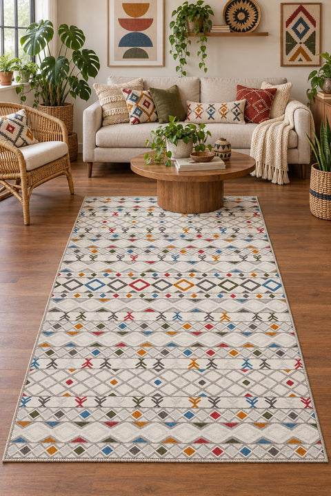 Geometric Modern Area Rug in a living room