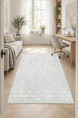 Geometric Modern Area Rug – Beige in a office