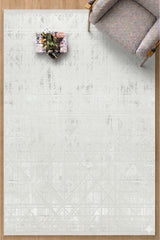 Geometric Modern Area Rug – Beige in a living room