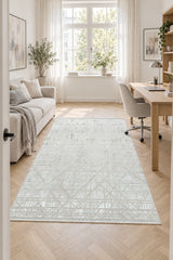 Geometric Modern Area Rug – Gray in a office
