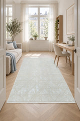 Geometric Modern Area Rug – White in a office