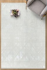 Geometric Modern Area Rug – White in a living room