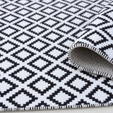 Geometric Modern Kilim Area Rug – Black – texture close-up