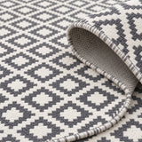 Geometric Modern Kilim Area Rug – Gray – texture close-up