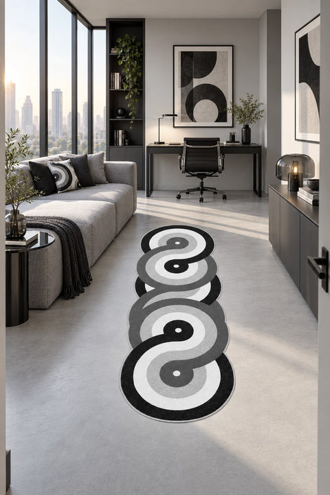 Geometric Modern Kitchen Rug in a office