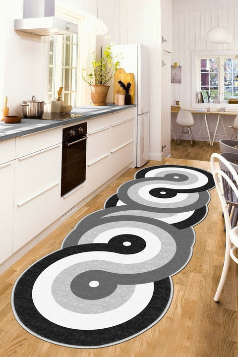 Geometric Modern Kitchen Rug in a kitchen