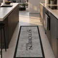 Geometric Modern Kitchen Rug – Black in a kitchen