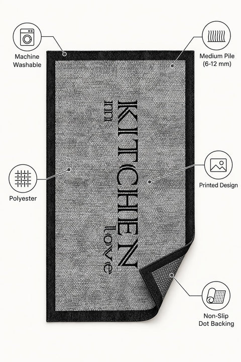Geometric Modern Kitchen Rug – Black – features