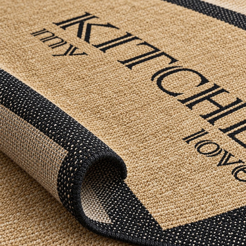Geometric Modern Kitchen Rug – Brown – texture close-up
