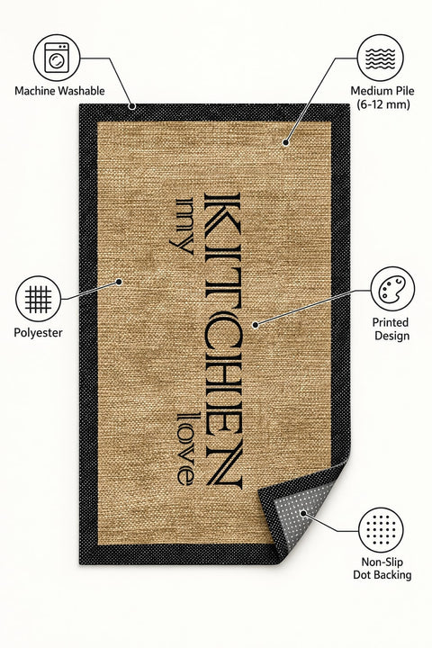 Geometric Modern Kitchen Rug – Brown – features
