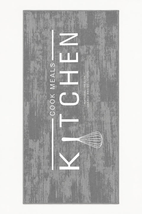 Geometric Modern Kitchen Rug – Gray