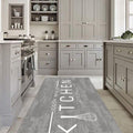 Geometric Modern Kitchen Rug – Gray in a kitchen