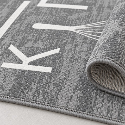 Geometric Modern Kitchen Rug – Gray – texture close-up