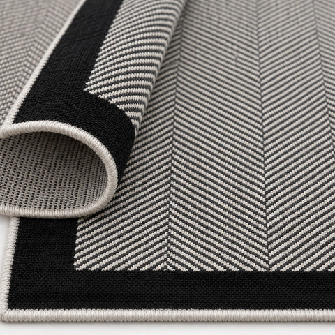 Geometric Modern Kitchen Rug – Gray – texture close-up