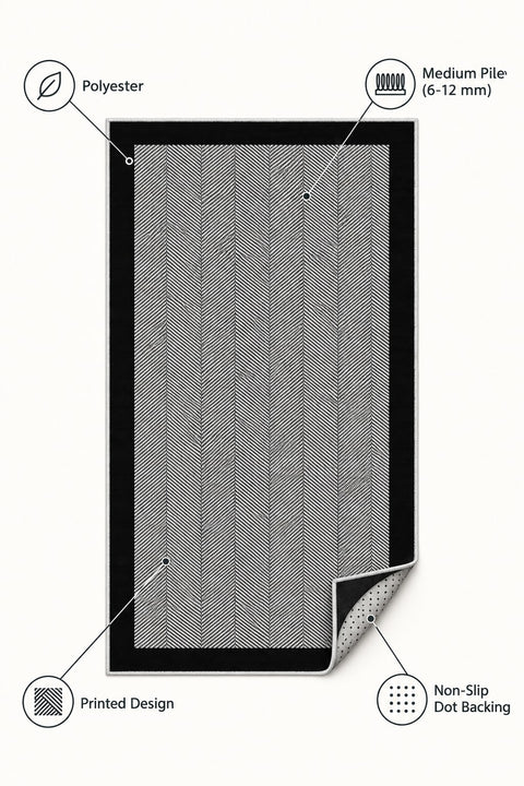 Geometric Modern Kitchen Rug – Gray – features
