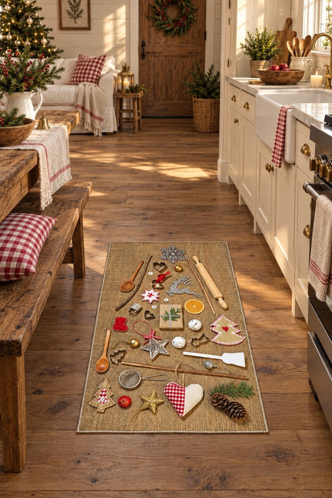 Geometric Modern Kitchen Rug – Multicolor in a kitchen