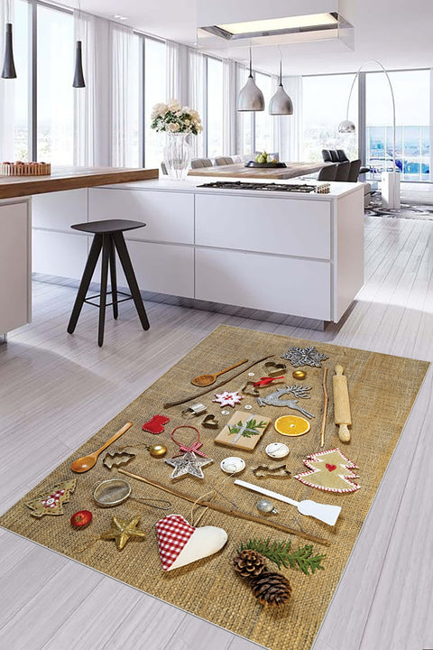 Geometric Modern Kitchen Rug – Multicolor in a kitchen
