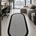 Geometric Modern Oval Kitchen Rug – Gray in a office