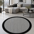 Geometric Modern Round Kitchen Rug – Gray in a living room