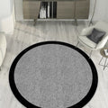Geometric Modern Round Kitchen Rug – Gray in a living room