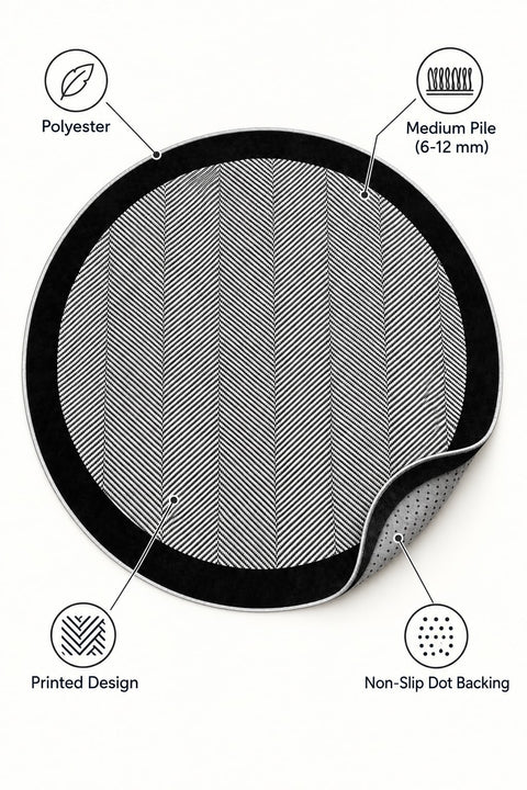 Geometric Modern Round Kitchen Rug – Gray – features