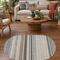 Geometric Oval Kitchen Rug – Gray in a living room