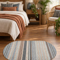 Geometric Oval Kitchen Rug – Gray in a bedroom