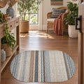 Geometric Oval Kitchen Rug – Gray in a hallway