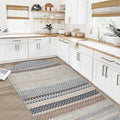 Geometric Oval Kitchen Rug – Gray in a kitchen