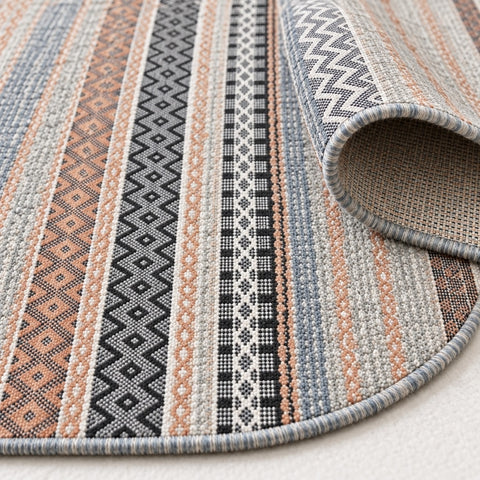 Geometric Oval Kitchen Rug – Gray – texture close-up