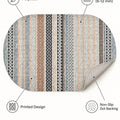 Geometric Oval Kitchen Rug – Gray – features