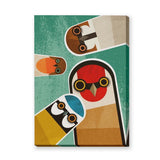 Geometric Owl Mid Century Modern Wall Art – Colorful Teal Bird Print