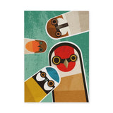 Geometric Owl Mid Century Modern Wall Art – Colorful Teal Bird Print