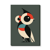 Geometric Owl Modern Wall Art – Stylized Bird on Muted Green