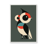 Geometric Owl Modern Wall Art – Stylized Bird on Muted Green