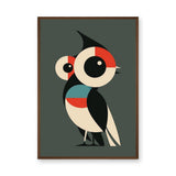 Geometric Owl Modern Wall Art – Stylized Bird on Muted Green