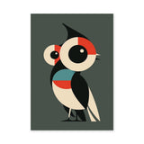 Geometric Owl Modern Wall Art – Stylized Bird on Muted Green