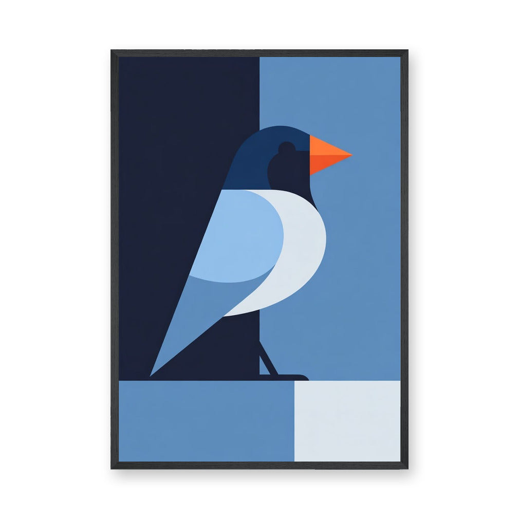 Geometric Penguin Minimalist Wall Art – Blue Bird Nursery Print