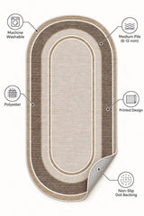 Geometric Printed Kitchen Area Rug – Beige – features