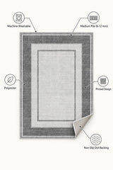 Geometric Printed Kitchen Area Rug – Gray – features