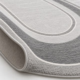 Geometric Printed Kitchen Area Rug – Light Gray & Gray – texture close-up