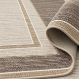 Geometric Printed Kitchen Area Rug – Taupe – texture close-up