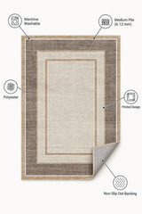 Geometric Printed Kitchen Area Rug – Taupe – features
